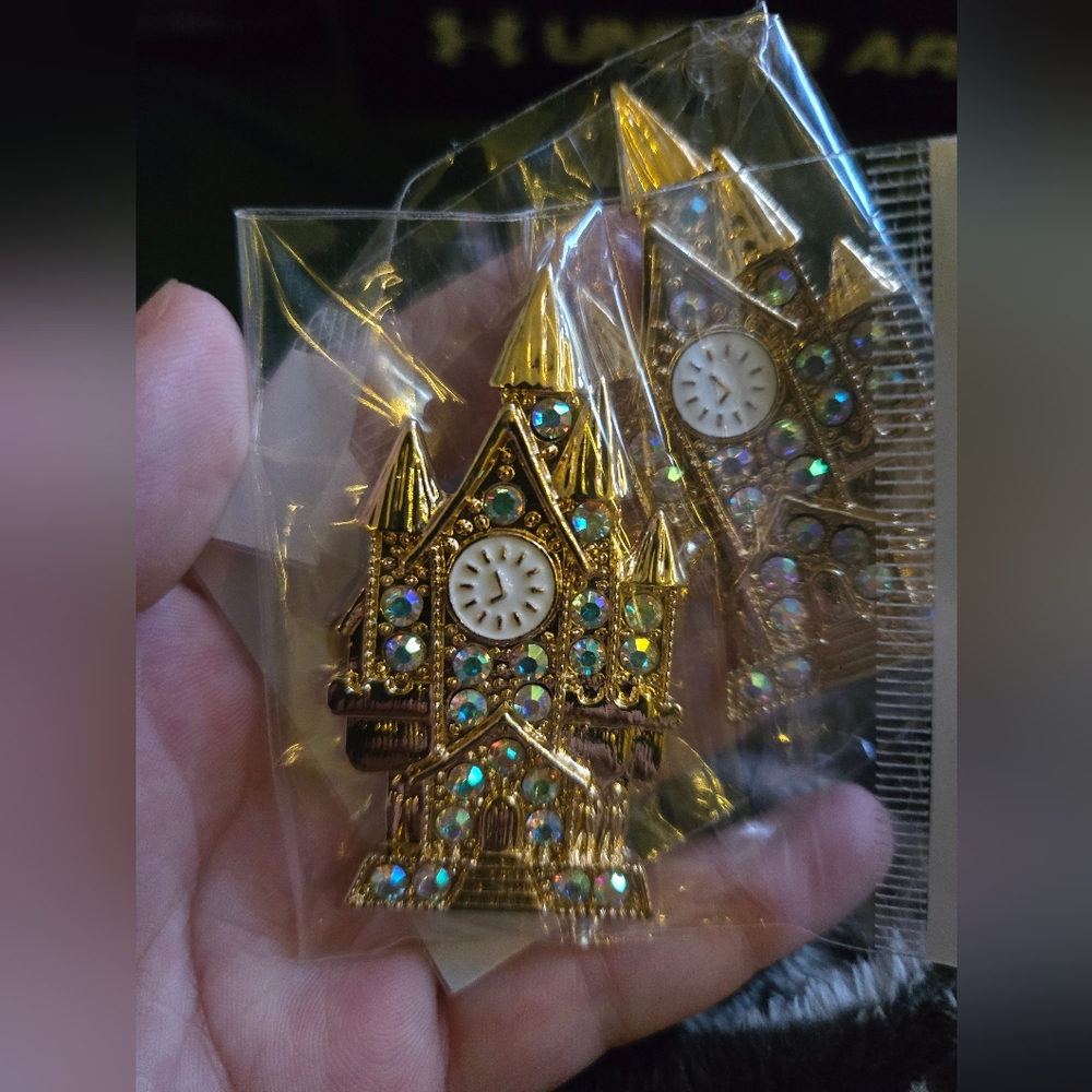 Gold and Multicolor Castle Brooch